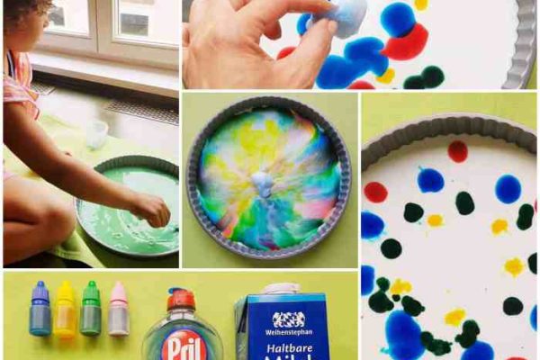 Milk food coloring and dish soap