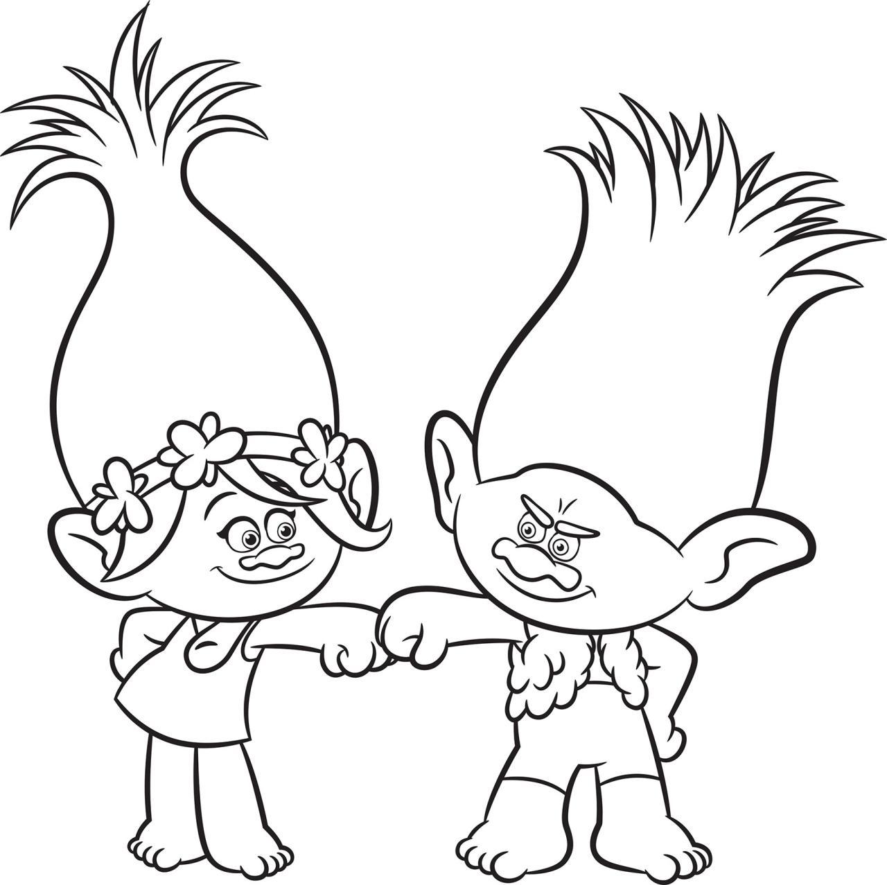 Trolls movie coloring pages