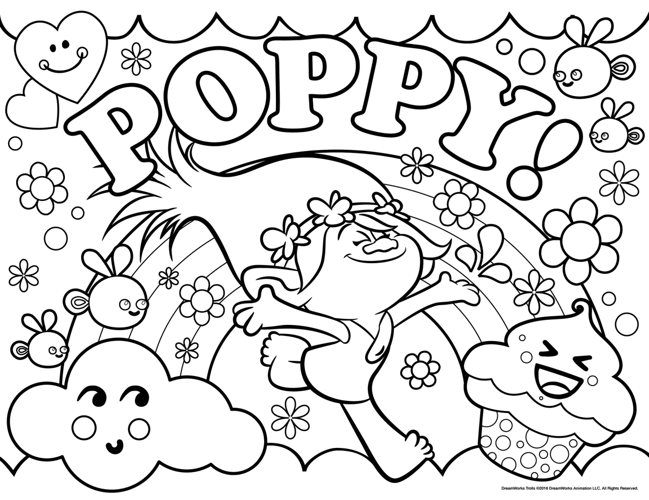 Trolls movie coloring pages