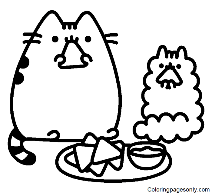 Food pusheen coloring pages