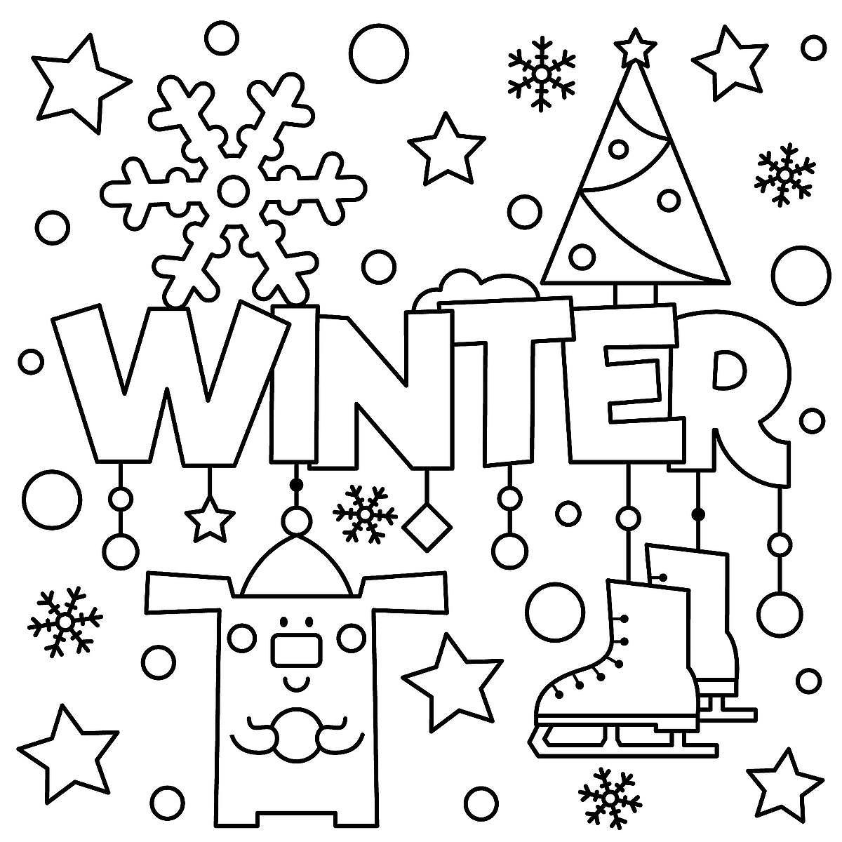 Winter holiday coloring pages