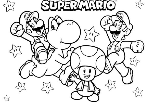 Mario coloring pages printable brothers bros filminspector toadette drawing super silhouette toad color print horned luigi plus size getdrawings catalog