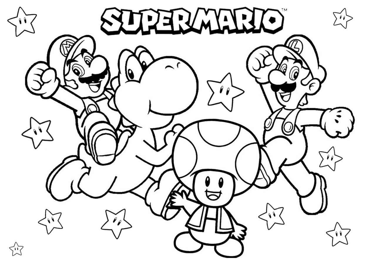 Mario coloring pages printable brothers bros filminspector toadette drawing super silhouette toad color print horned luigi plus size getdrawings catalog