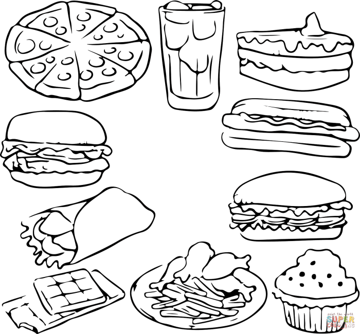 Coloring pages of fast food