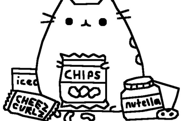 Food pusheen coloring pages