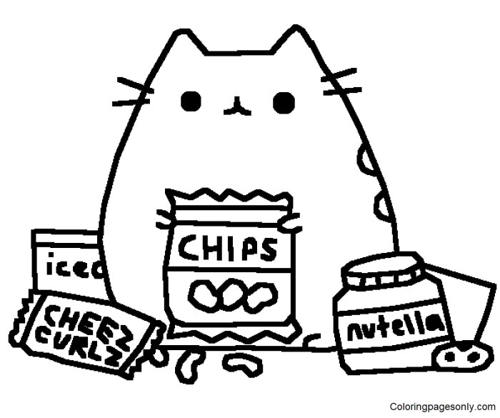 Food pusheen coloring pages