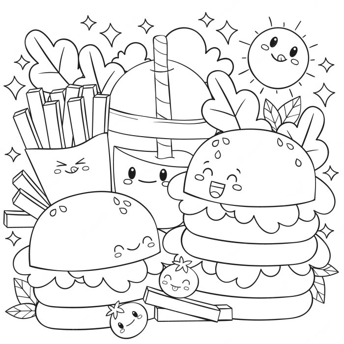 Coloring pages of fast food