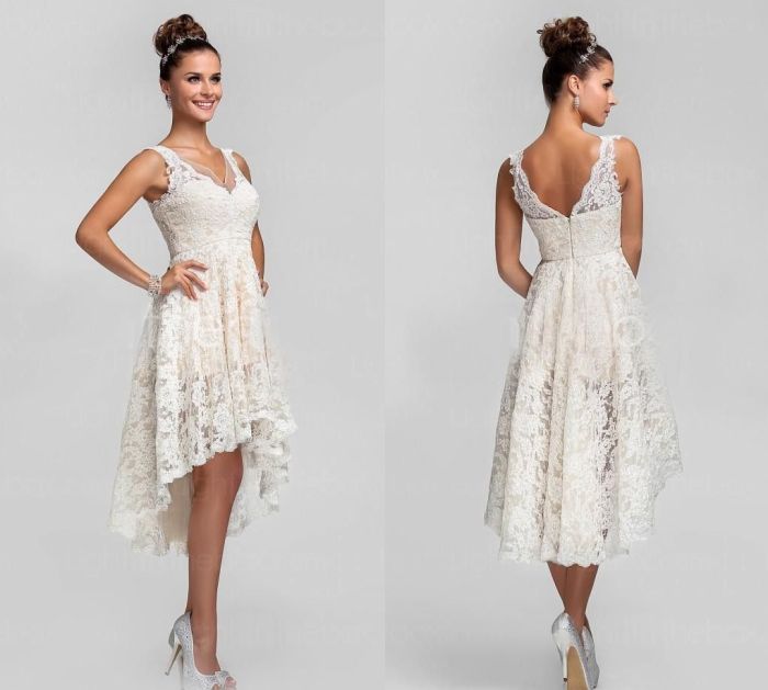 Hi lo lace wedding dress