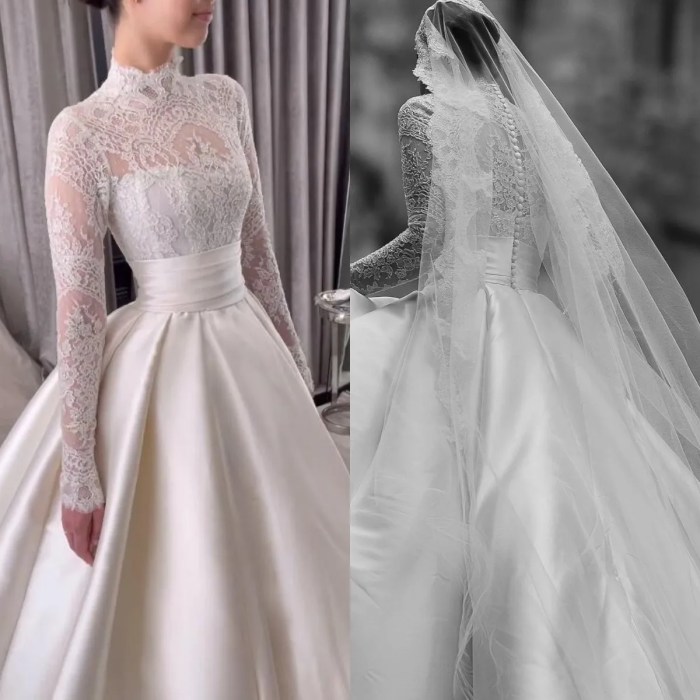 High neck sleeve wedding dress