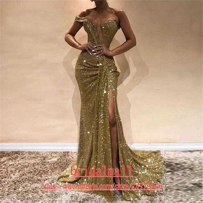 Gold formal dresses for weddings